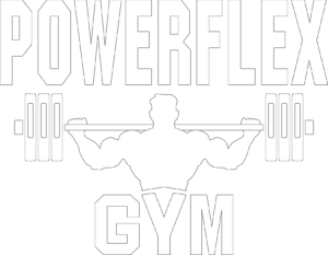 White logo for Powerflex Gym in NE Heights Albuquerque NM